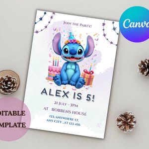 Stitch Invitation Editable & Printable Birthday Party Invite, Instant Download Stitch Party Invitation for Kids Celebration