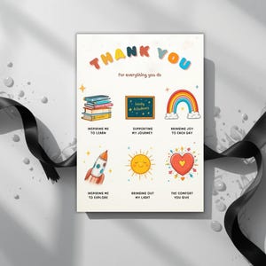 Carte de remerciement pour enseignante de garderie imprimable - cadeau d'appréciation pour la maternelle et le préscolaire, carte de remerciement pour enseignante en téléchargement numérique