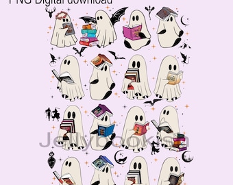 Halloween Ghost Reading Books PNG, Bookish Ghosts (Digital Download)