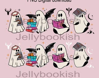 Ghost Reading ACOTAR PNG, Bookish Halloween Design (Digital Download)