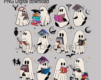 Ghost Reading Books PNG, Crescent City Acotar TOG Series Design, Fantasy Series Book Png (Digital Download)