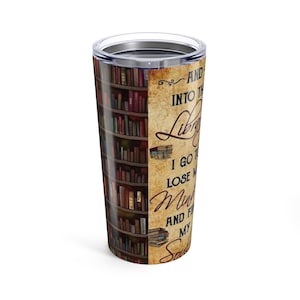 Library-Themed Tumbler | Book Lover&#39;s Travel Mug, Literary Gift, Coffee Cup for Reading, Library Decor, Bookish Tumbler