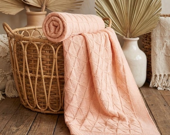 Knit Blanket Pattern Geometric Texture Modern Cozy Cotton Throw PDF