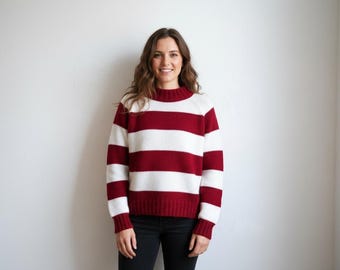 Striped Knit Sweater Pattern PDF – Raglan Pullover Knitting Tutorial