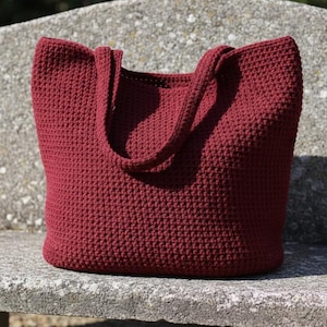 Crochet Basket Bag Pattern PDF, Striped Tote Shoulder Purse 45cm