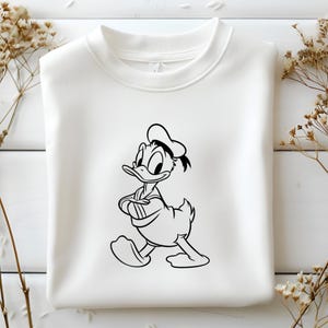 Classic Donald Duck Line Art Png, Minimalist Cartoon Clipart, Black and White Donald Outline, Printable Sublimation File, Instant Download