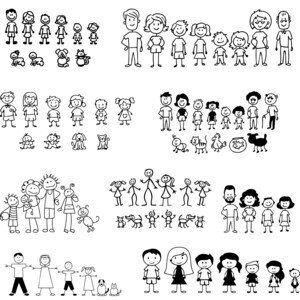 Stick Family Clipart Bundle Png, Mom Dad Kids Pet Drawing, Family Portrait png, Cute Family Art Set for Cricut & Sublimation