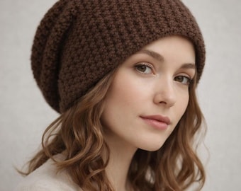 Slouchy Crochet Beanie Pattern PDF – Easy Crochet Hat