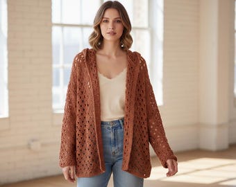 かぎ針編みのビーチカバーアップパターンPDF – レースのサマープールカーディガン