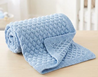 Knit Blanket Pattern Coin Stitch Textured Cozy Baby Gift Throw PDF