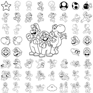 Super Mario SVG Bundle for Cricut and Sublimation, Mario clipart bundle, Mario Cut Files, Mario Clipart, Super Mario Font, Mario Png