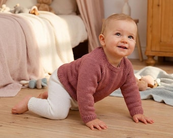 Knit Baby Sweater Pattern Raglan Soft Easy Kids Jumper PDF