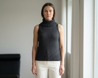 Knitting Turtleneck Top Pattern Sleeveless Knit Tank PDF