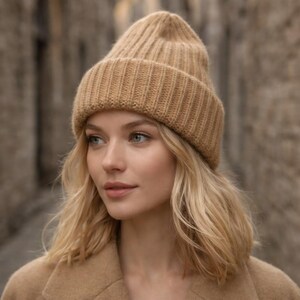 Top Down Half Brioche Hat Knitting Pattern, Magic Loop Beanie PDF, One Size