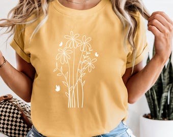 Wildflowers Shirt, Comfort Color Shirt, Women Tshirt, Summer Tee, Wildflower Shirt, Botanical Lover Gift, Nature Shirt, Botanical Shirt