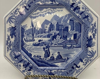 Spode Blue Room Sutherland Collection Octagonal Collector Plate 'Caramanian' c.1800