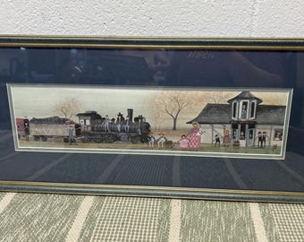 P. Buckley Moss Valley Junction Train Depot Framed Print, 27”x12” Signed