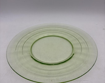 Vintage Green Depression Glass Plate 9.5 Inch