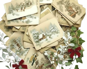 Early 1900s Christmas Postcard Collection – Antique Holiday Ephemera Set of 20