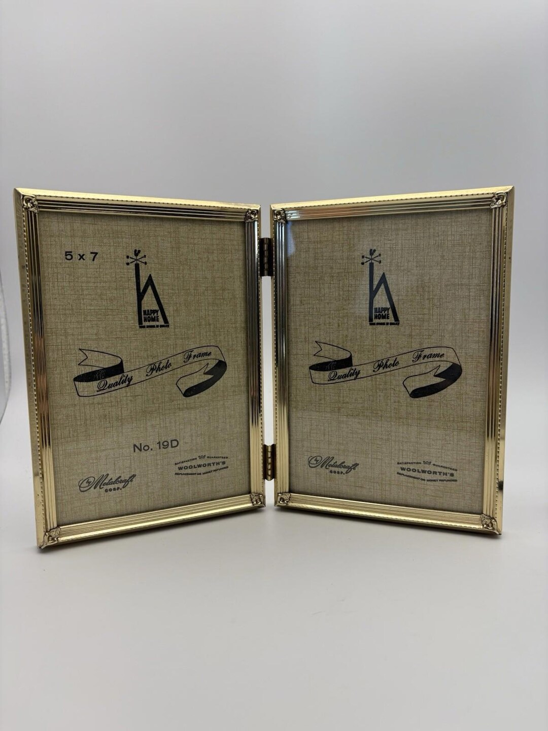 Vintage MCM Ornate Gold Tone Metal Bi-fold Double 5"x7" Hinged Picture ...