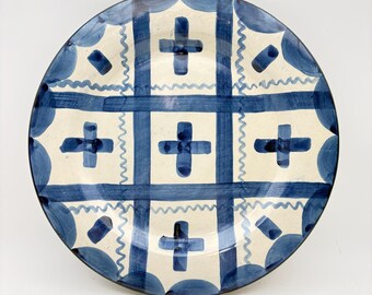 John B Taylor Studio Pottery Plate – Blue Cross Plaid Stoneware