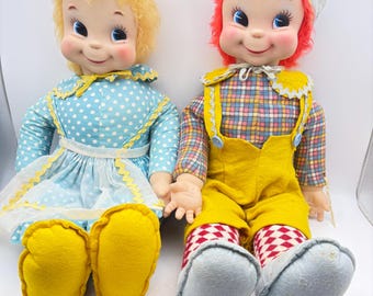 Rushton Original Jack and Jill Mrs Beasley Dolls, 22” Rubber Face with Tags