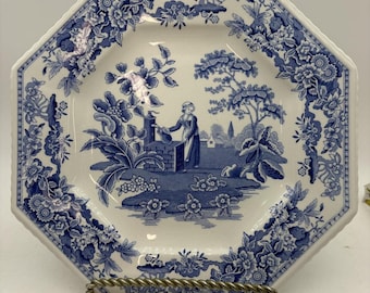 Spode Blue Room Sutherland Collection Octagonal Plate 'Girl at Well' c. 1822