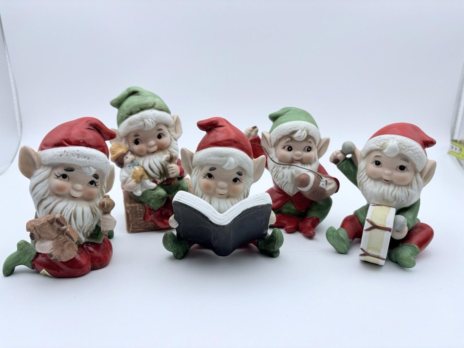 Vintage Homco Christmas Santa's Elves Set of 6 Workshop Toy