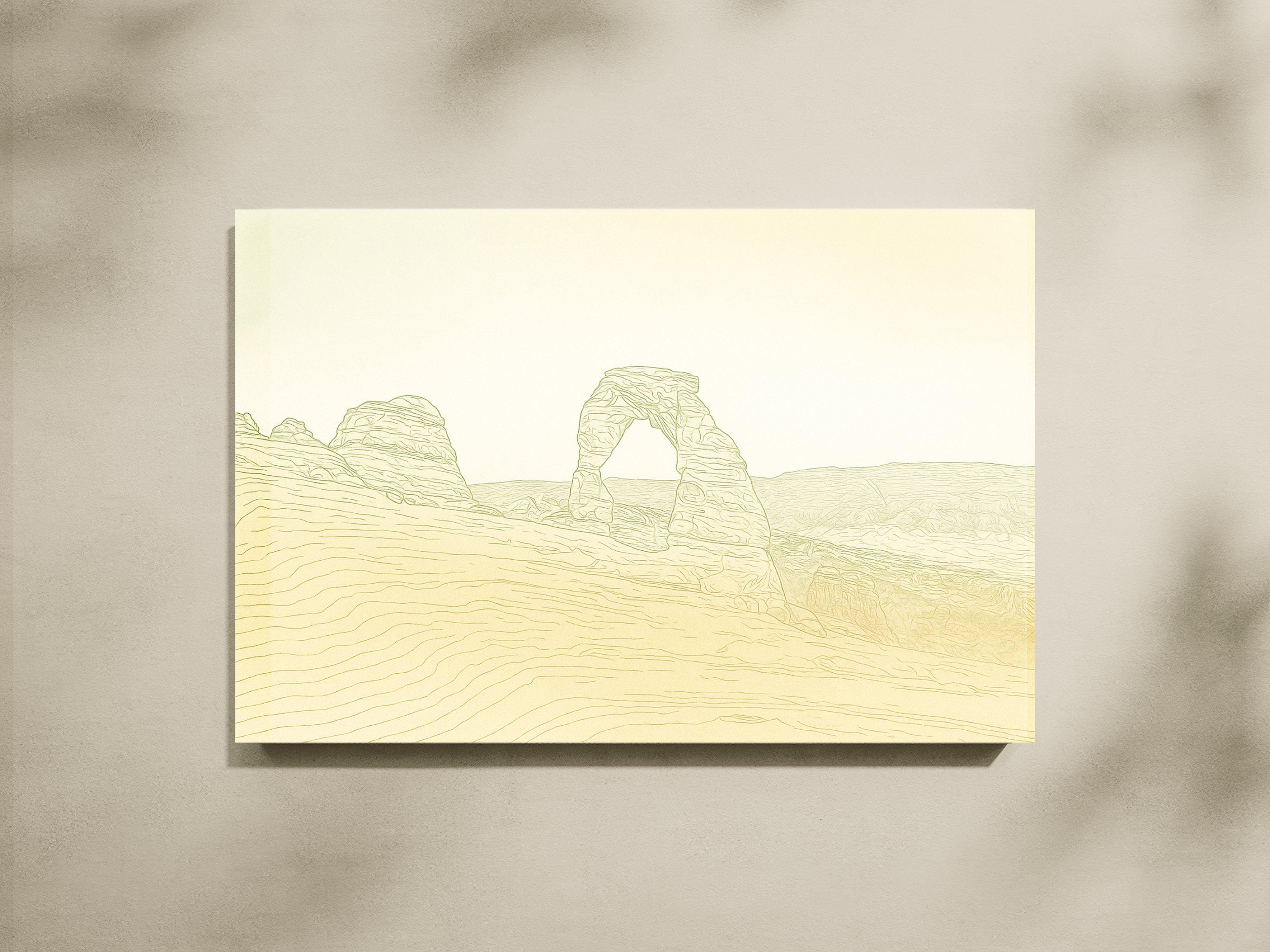 Arches Contour‑line Triptych Poster • Minimalist Delicate arch Desert ...