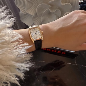 Orologio da donna in stile vintage con numeri romani - Elegante cassa in oro e cinturino in pelle - Regalo perfetto per la festa della mamma