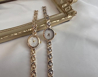 Reloj de pulsera de cadena de oro: Reloj de pulsera de cuarzo de acero inoxidable