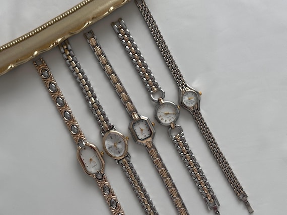 Two Tone Women’s Watch: Minimalist Bracelet Watch, Elegant Silver Gold Wristwatch
