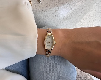 Gouden roestvrijstalen dames dameshorloge: minimalistisch analoog horloge, alledaags polshorloge