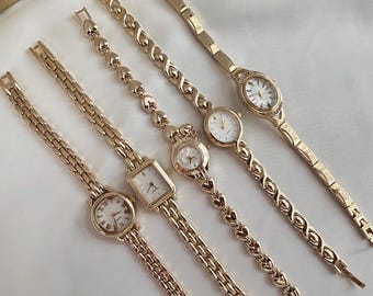 Gouden damesarmbandhorloge: Romeinse cijfers wijzerplaat roestvrij staal quartz, Moederdagcadeau