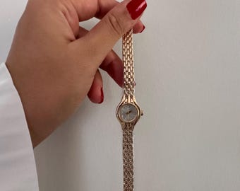 Gold Women’s Watch:  Elegant Small Dial Bracelet Watch