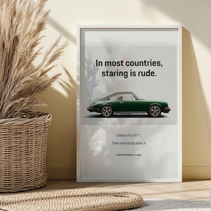 Impresión de póster de coche deportivo: arte mural de coche retro clásico en blanco y negro, lienzo con cita vintage, regalo para amantes de los coches, decoración automotriz.