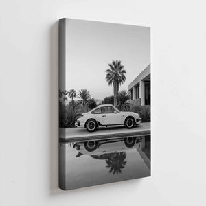 Impresión de póster de coche deportivo o ilustración minimalista de coche alemán retro / Decoración de pared para sala de estar / Regalo para entusiastas de los motores y los coches