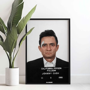 Johnny Cash Mugshot Poster | Kultige Countrymusik-Legende Buchung Foto Leinwand Wandkunst | Einzigartiges Home Decor Geschenk für Fans