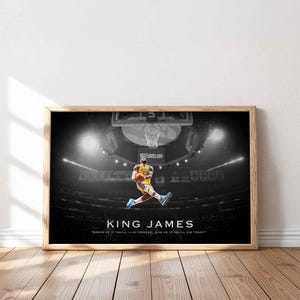 Poster da parete su tela con la scritta "Dunk" di LeBron James - Decorazione sportiva da re del basket, regalo per i fan