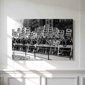 Poster con stampa e tela da parete "We Want Beer Protest Signs", divertente decorazione da bar, regalo per feste in stile vintage