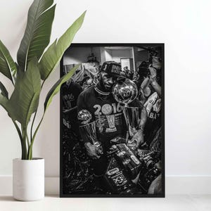 Póster del campeonato de LeBron James, lienzo de las finales de 2016, vestuario, arte mural de baloncesto, decoración del hogar para aficionados al baloncesto.
