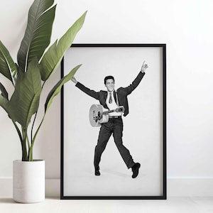 Stampa poster chitarra di Elvis Presley, stampa su tela vintage, regalo per gli amanti della musica, decorazione rock and roll, decorazione murale iconica.
