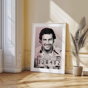 Pablo Escobar Mugshot Poster Druck Leinwand Wandkunst - Einzigartige Geschichtsliebhaber Geschenk & Wohnkultur Idee