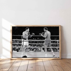 Póster de Muhammad Ali impreso en lienzo para pared: fotografía icónica del boxeo, regalo de decoración deportiva para fanáticos y entusiastas.