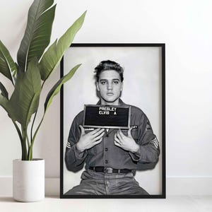 Stampa poster con foto segnaletica di Elvis Presley - Arte murale vintage musicale, iconico arredo rock & roll, regalo per gli amanti della musica