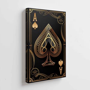 Póster o lienzo de As de Picas para pared. Póster de naipes de lujo para salas de póker, decoración para noches de juegos o regalo para amantes de las cartas.