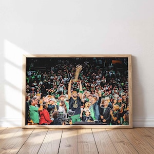 Póster impreso o lienzo de Jayson Tatum, campeón de baloncesto de los Boston Celtics 2024, arte mural, decoración del hogar del MVP de las Finales, regalo para fanáticos del baloncesto.