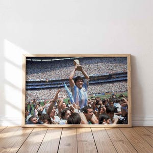 Diego Maradona Champion Poster Print Canvas Wall Art, Argentina Soccer Legend Decor, Football Fan Gift, Sports Icon Wall Hanging