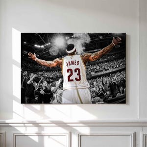 LeBron James Poster - Cleveland Cavaliers Basketball Wandkunst Leinwand für Sportfans