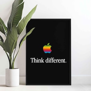 Póster "Piensa diferente": lienzo de Apple para emprendedores y fundadores de startups, decoración para la oficina y el hogar, idea de regalo única.